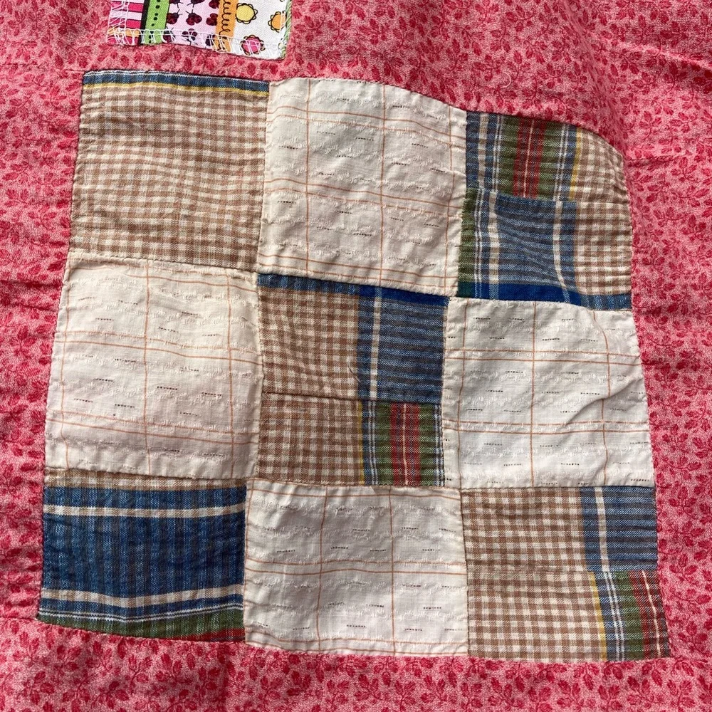 Vintage Quilt top handmade 9 Patch 92x155”